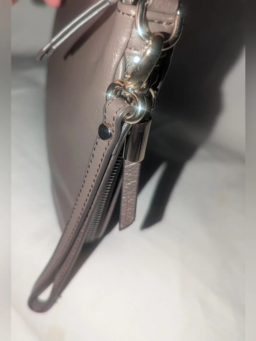 Banana Republic Large Expandable Pebbled Leather Wristlet - Taupe Brown
